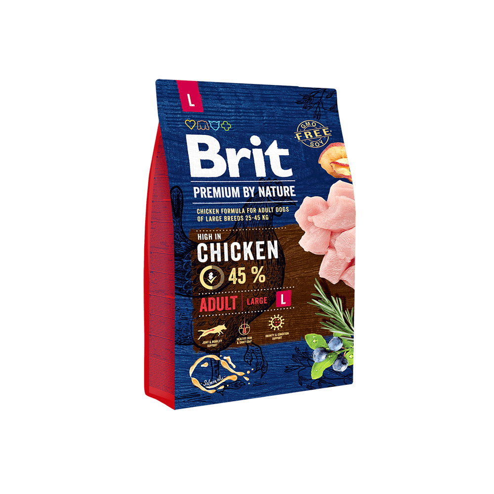 46a571d2d3562600256dc82f31d58e3e Brit Premium By Nature Adult L сухой корм для собак крупных пород с курицей, 3 кг — изображение 1
